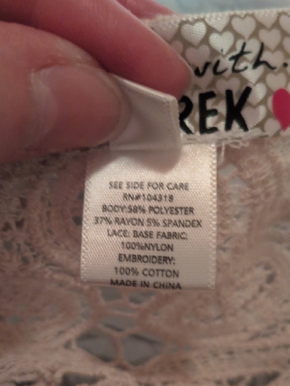 I'm in Love with Derek Heart Stretch Soft Vest with Crochet Lace Small NEW NWT - Picture 5 of 7
